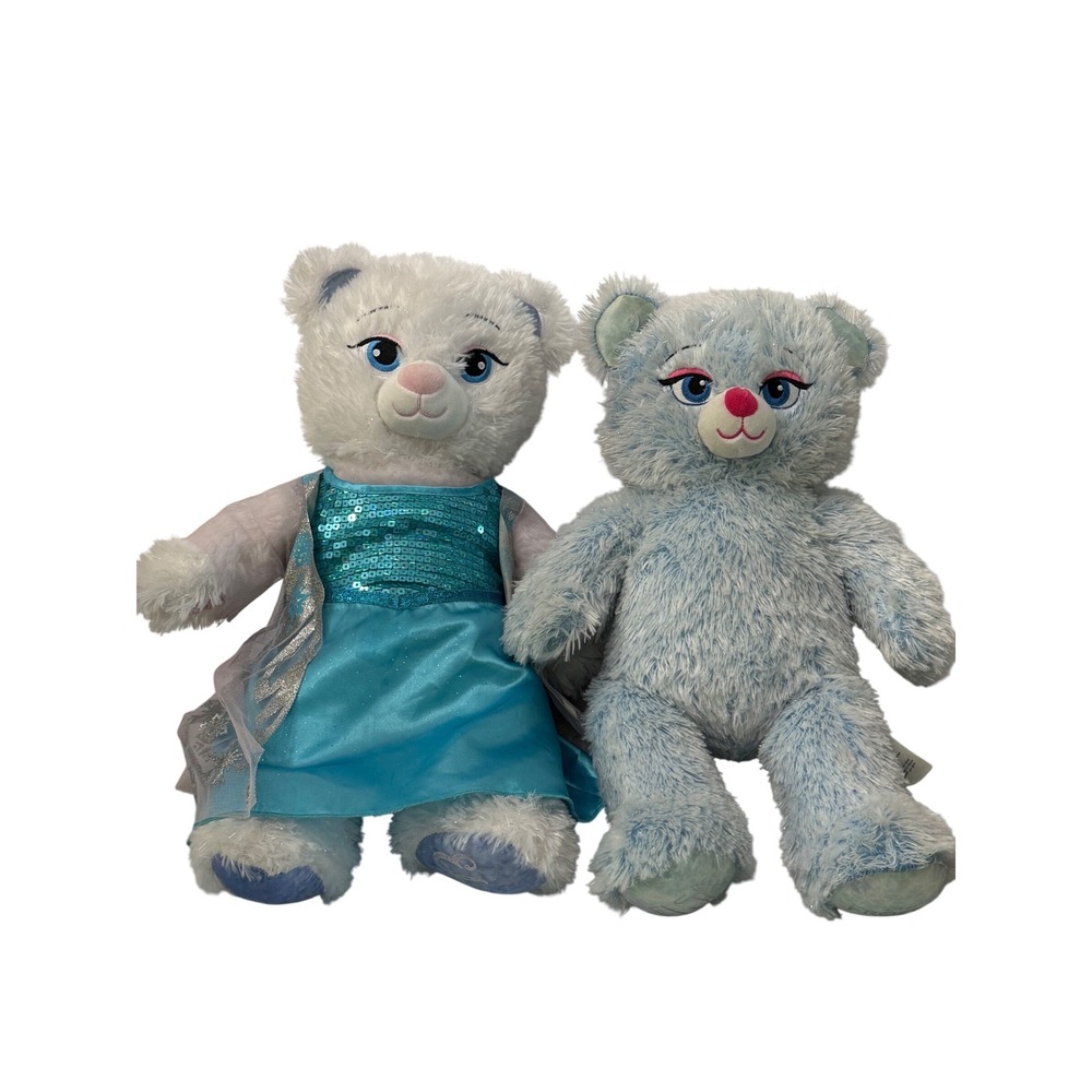 Build-A-Bear Disney Frozen Elsa Plush Bear Set with Sequin Dress 2pc Lot